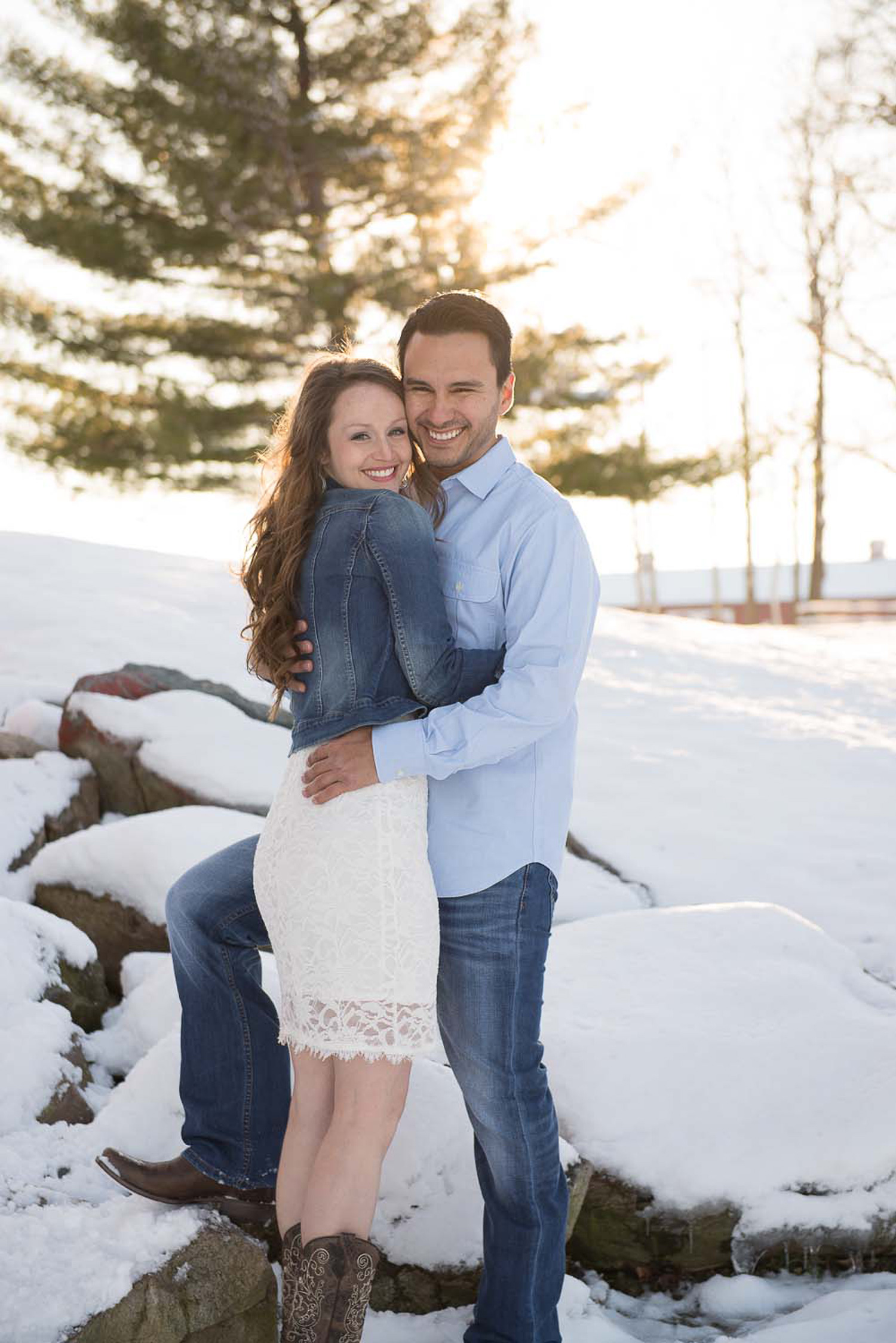 country, snow engagement session