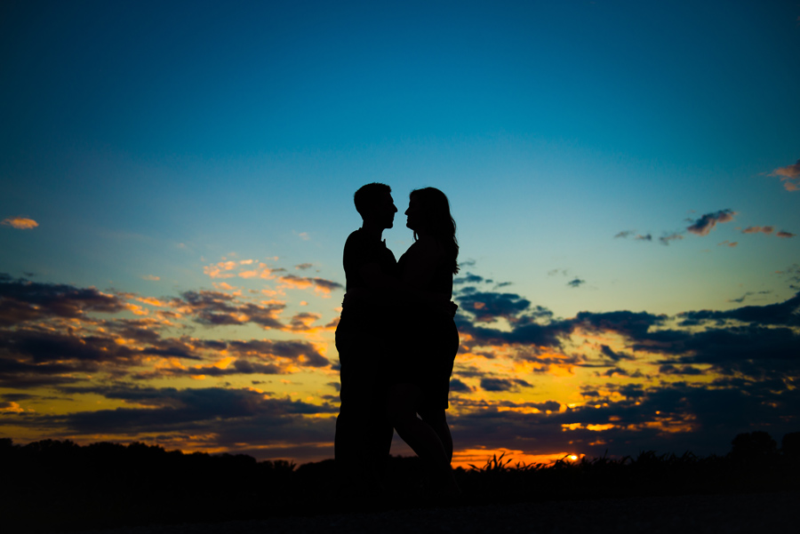 silhouette sunset engagement photo